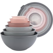 COOK WITH COLOR 12-Pc Mixing Bowls with Lids Set Plastic Bowls for Kitchen, Pink Ombre