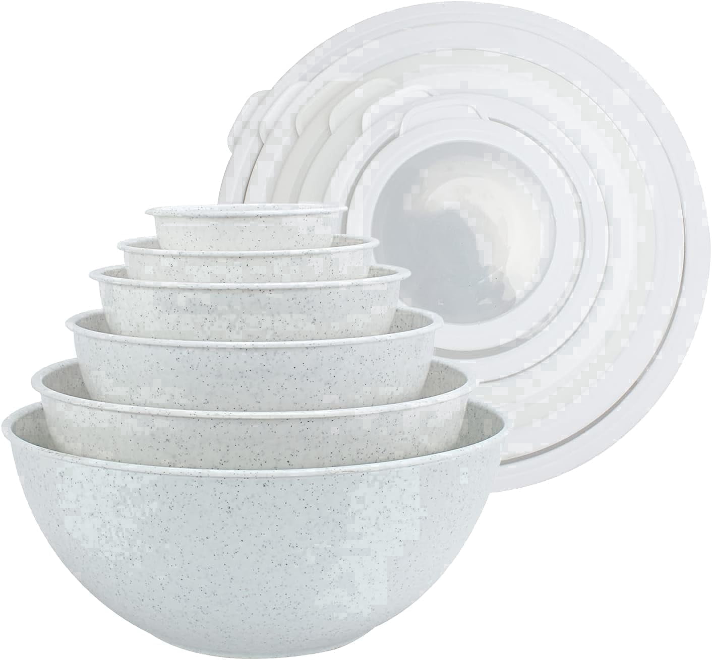 COOK WITH COLOR, 12-Pc Mixing Bowls with Lids Set, Speckled White