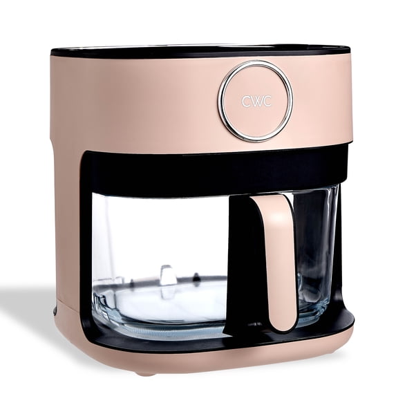 COOK WITH COLOR Air Fryer, 5.2Qt Glass Air Fryer, 1400W, 8 Presets, Adjustable Temperature, Blush