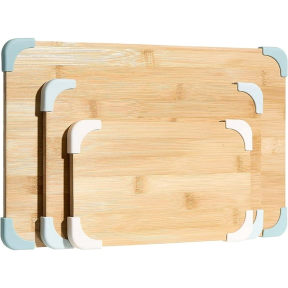 COOK WITH COLOR 3-Piece Bamboo Cutting Board Set, Non-slip Chopping Board Kitchen Utensils Set Home Essentials, Sage Edge