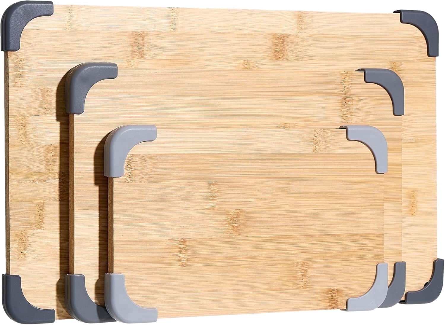COOK WITH COLOR 3-Piece Bamboo Cutting Board Set, Non-slip Chopping Board Kitchen Utensils Set Home Essentials, Sage Edge