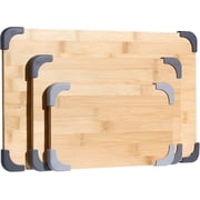 COOK WITH COLOR 3-Piece Bamboo Cutting Board Set, Non-slip Chopping Board Kitchen Utensils Set Home Essentials, Sage Edge