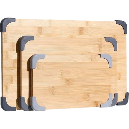 COOK WITH COLOR 3-Piece Bamboo Cutting Board Set, Non-slip Chopping Board Kitchen Utensils Set Home Essentials, Sage Edge
