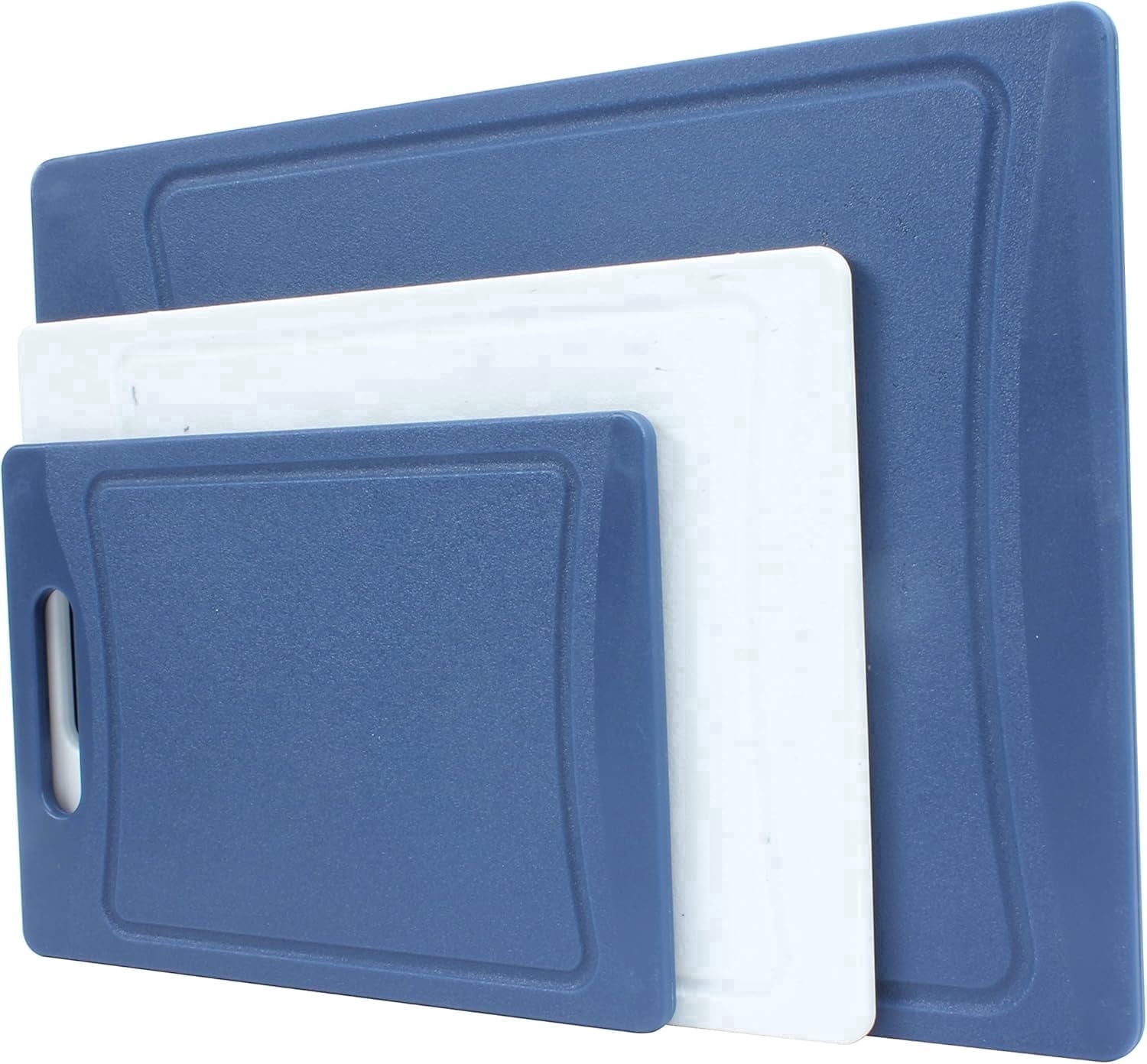 COOK WITH COLOR 3-Piece Cutting Board Set, Non-slip Chopping Board Kitchen Utensils Set Home Essentials, Blue White