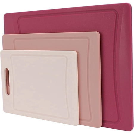 COOK WITH COLOR 3-Piece Cutting Board Set, Non-slip Chopping Board Kitchen Utensils Set Home Essentials, Rose