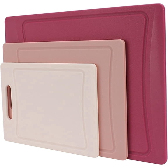 COOK WITH COLOR 3-Piece Cutting Board Set, Non-slip Chopping Board Kitchen Utensils Set Home Essentials, Rose