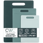 COOK WITH COLOR 3-Piece Cutting Board Set, Non-slip Chopping Board Kitchen Utensils Set Home Essentials, Teal