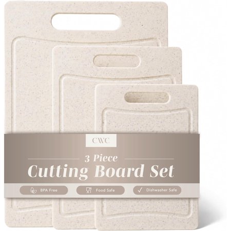 COOK WITH COLOR Cutting Boards for Kitchen, 3-Piece Non-Slip Chopping Board Set, White