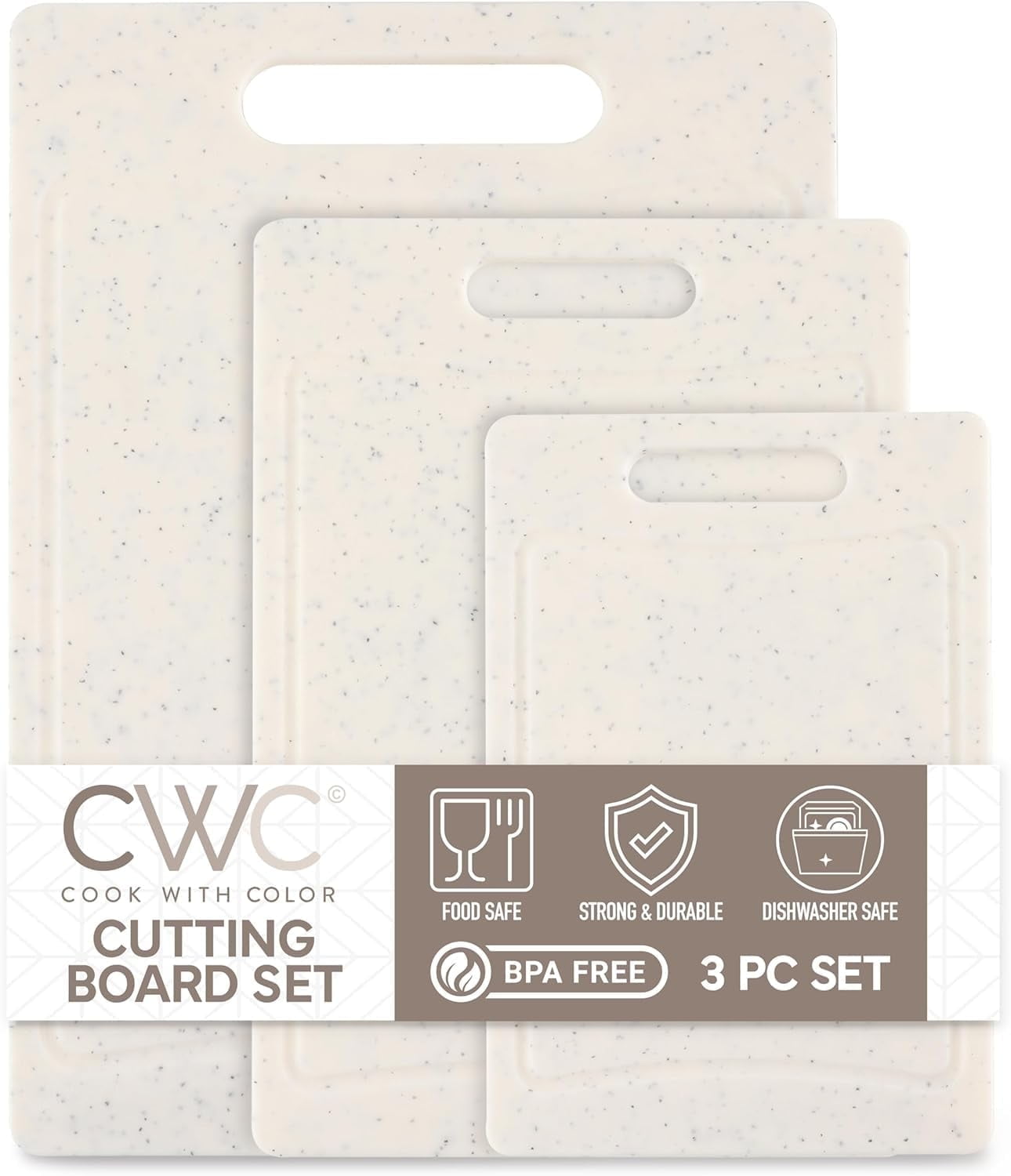 COOK WITH COLOR 3-Piece Cutting Board Set, Non-slip Chopping Board Kitchen Utensils Set Home Essentials, White - Walmart.com