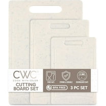 COOK WITH COLOR 3-Piece Cutting Board Set, Non-slip Chopping Board Kitchen Utensils Set Home Essentials, White