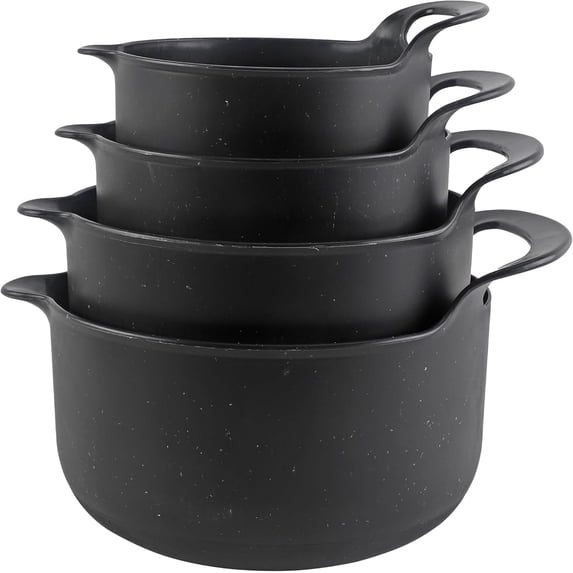 COOK WITH COLOR Mixing Bowls Set 4-pcs, Non-Slip Mixing Bowls with Pour Spouts & Handles, Black Speckled