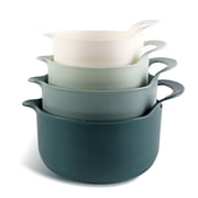 COOK WITH COLOR Mixing Bowls Set 4-pcs, Non-Slip Mixing Bowls with Pour Spouts & Handles, Green
