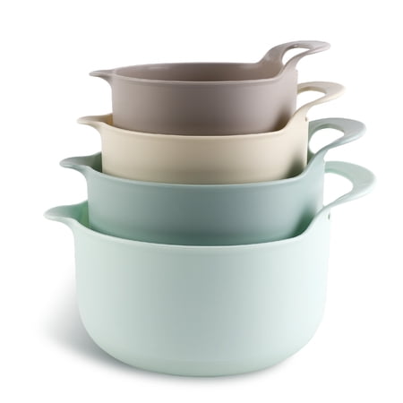 COOK WITH COLOR Mixing Bowls Set 4-pcs, Non-Slip Mixing Bowls with Pour Spouts & Handles, Ombre Mint