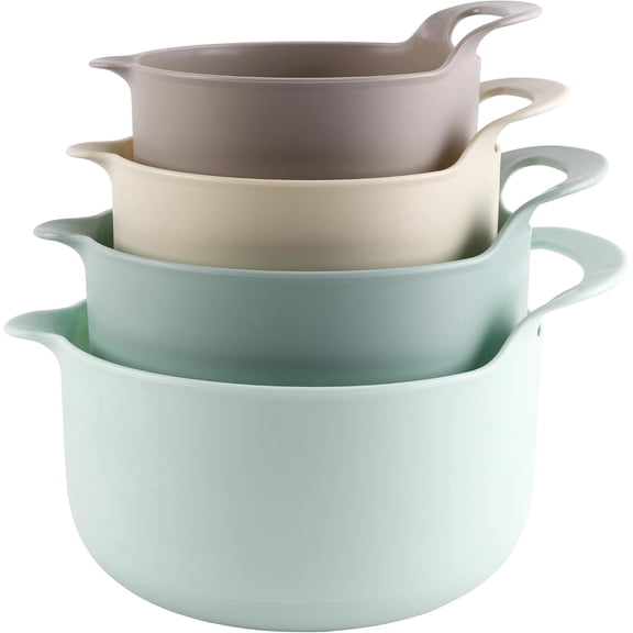 COOK WITH COLOR Mixing Bowls Set 4-pcs, Non-Slip Mixing Bowls with Pour Spouts & Handles, Ombre Mint