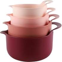 COOK WITH COLOR Mixing Bowls Set 4-pcs, Non-Slip Mixing Bowls with Pour Spouts & Handles, Rose