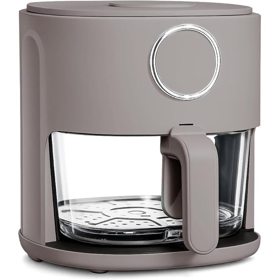 COOK WITH COLOR Air Fryer, Glass Basket, 4Qt, 1200W with 6 Presets, Beige
