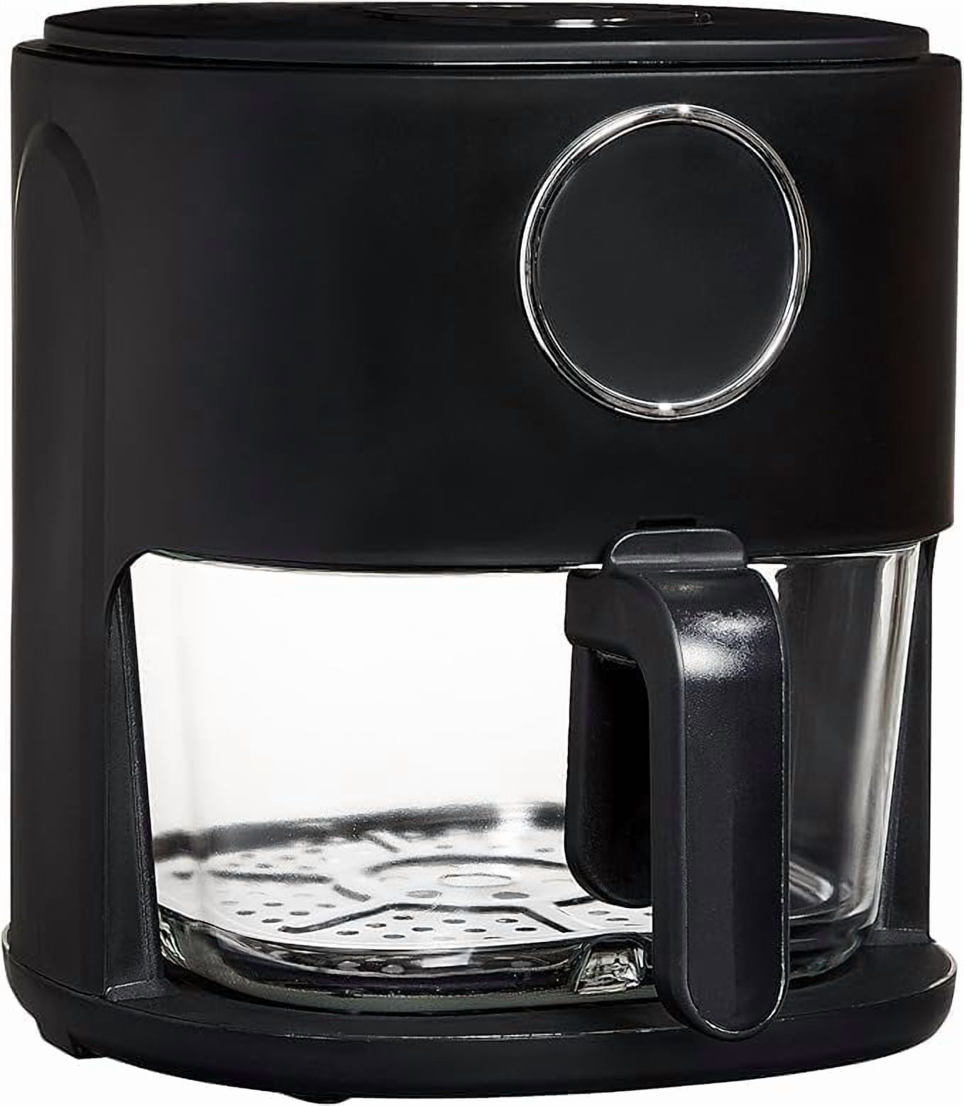 COOK WITH COLOR Air Fryer, 4Qt Glass Air Fryer, 1200W, 6 Presets, Black