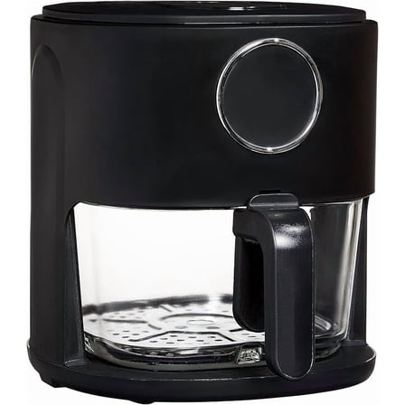 COOK WITH COLOR Air Fryer, 4Qt Glass Air Fryer, 1200W, 6 Presets, Black