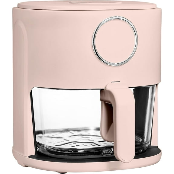 COOK WITH COLOR Air Fryer, 4Qt Glass Air Fryer, Stylish Kitchen Appliance, Blush