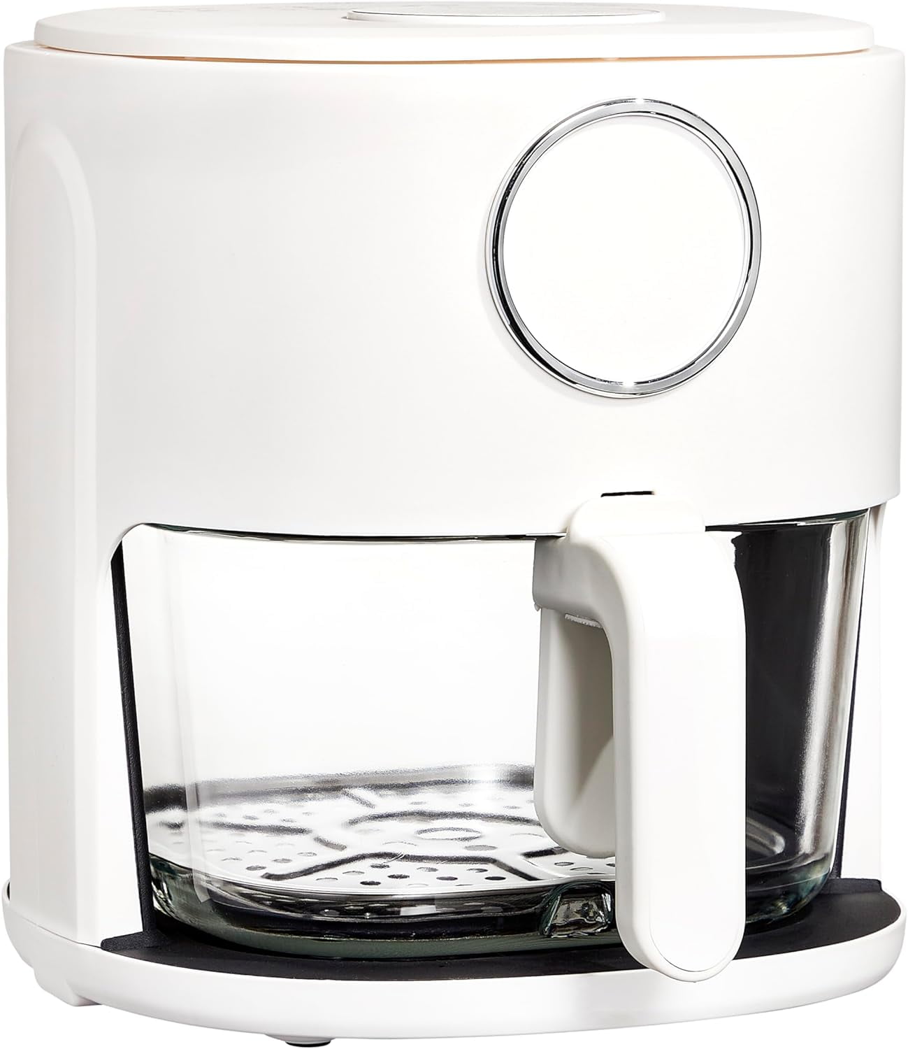 COOK WITH COLOR Air Fryer, 4Qt Glass Air Fryer, 1200W, 6 Presets, Cream