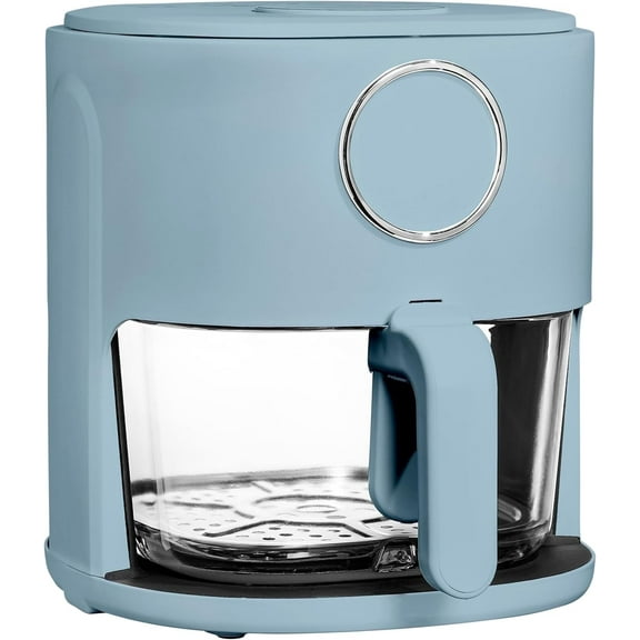 COOK WITH COLOR Air Fryer, 4Qt Glass Air Fryer, Stylish Kitchen Appliance, Slate Blue