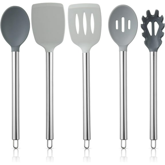 COOK WITH COLOR 5-Pc Cooking Utensils Set Kitchen Gadgets & Essentials, Gray Ombre