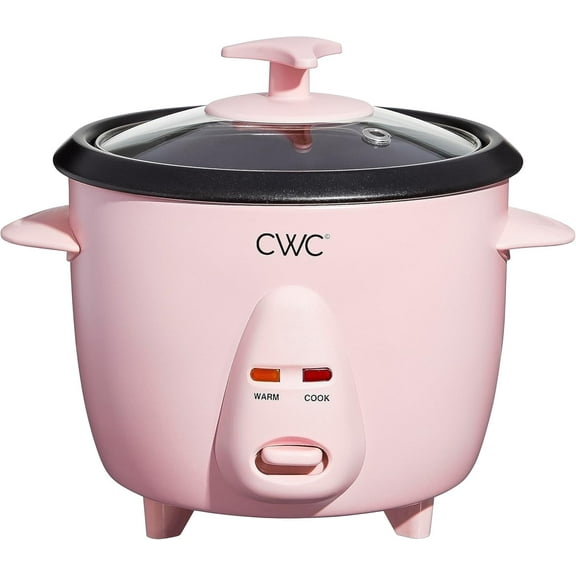 COOK WITH COLOR 6-Cup Rice Cooker 300-Watt Cooking Pot Kitchen Appliance, Pink