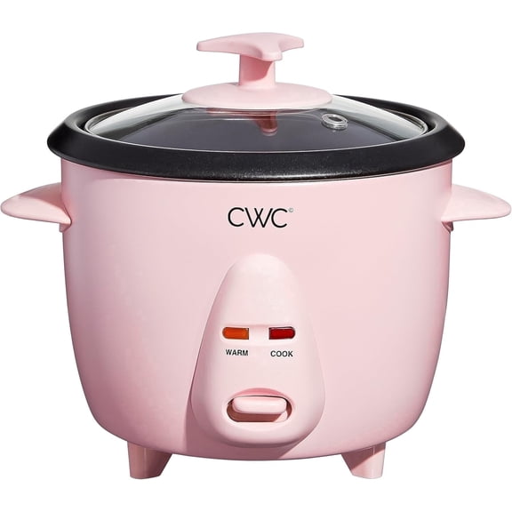 COOK WITH COLOR Rice Cooker, 6-Cup with Tempered Glass Lid, Pink