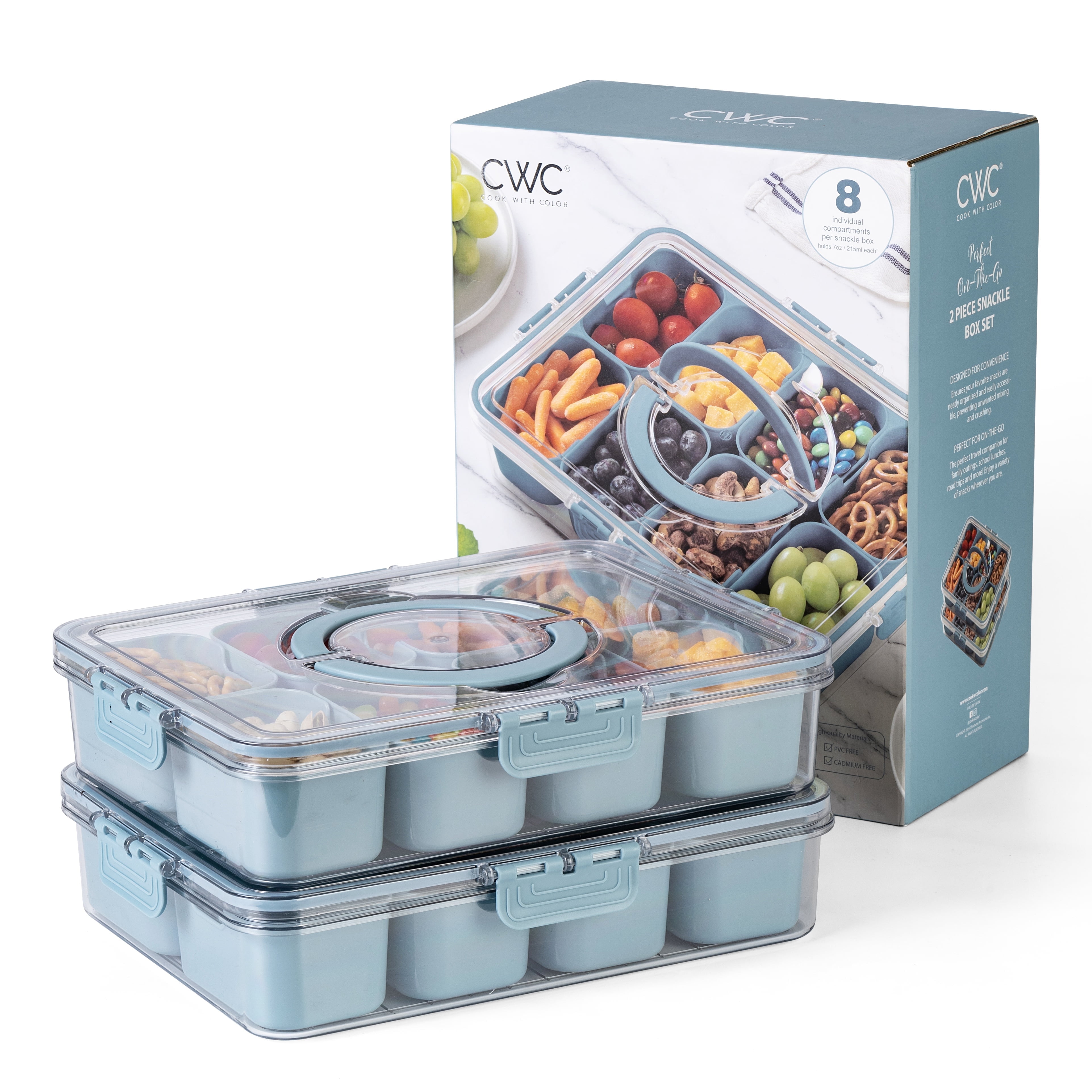 COOK WITH COLOR Snack Tray with Lid, 8-Compartment Divided Food