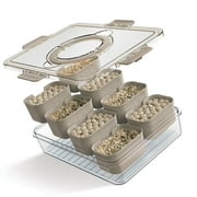 COOK WITH COLOR 8-Compartment Snackle Box Container Divided Serving Tray with Lid, Brown