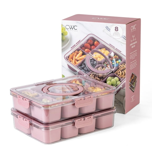 COOK WITH COLOR Snackle Box for Kids Lunch Box and Snack Container, Rose, 2-Pack