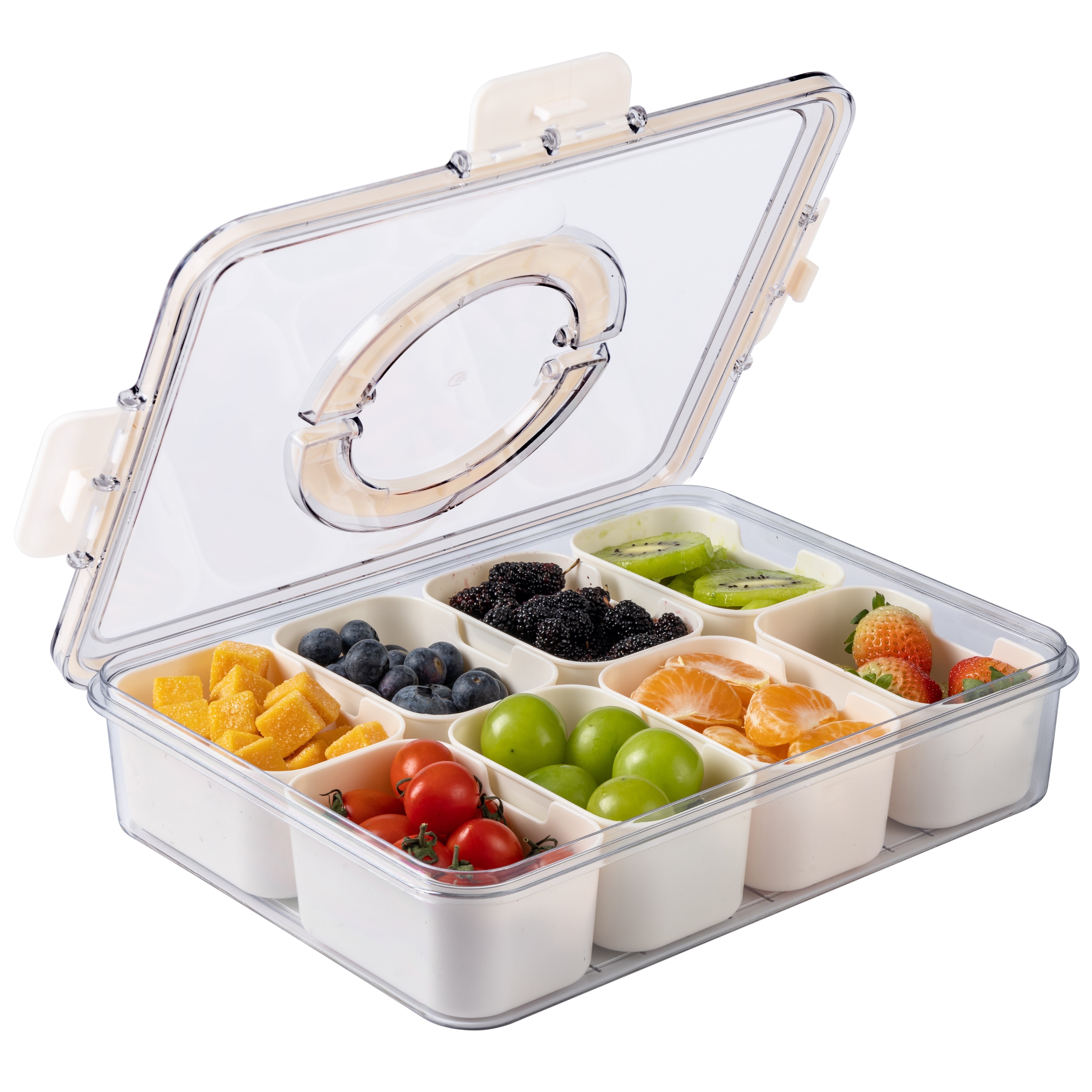 COOK WITH COLOR Snackle Box Container, 8-Compartment Plastic Snack