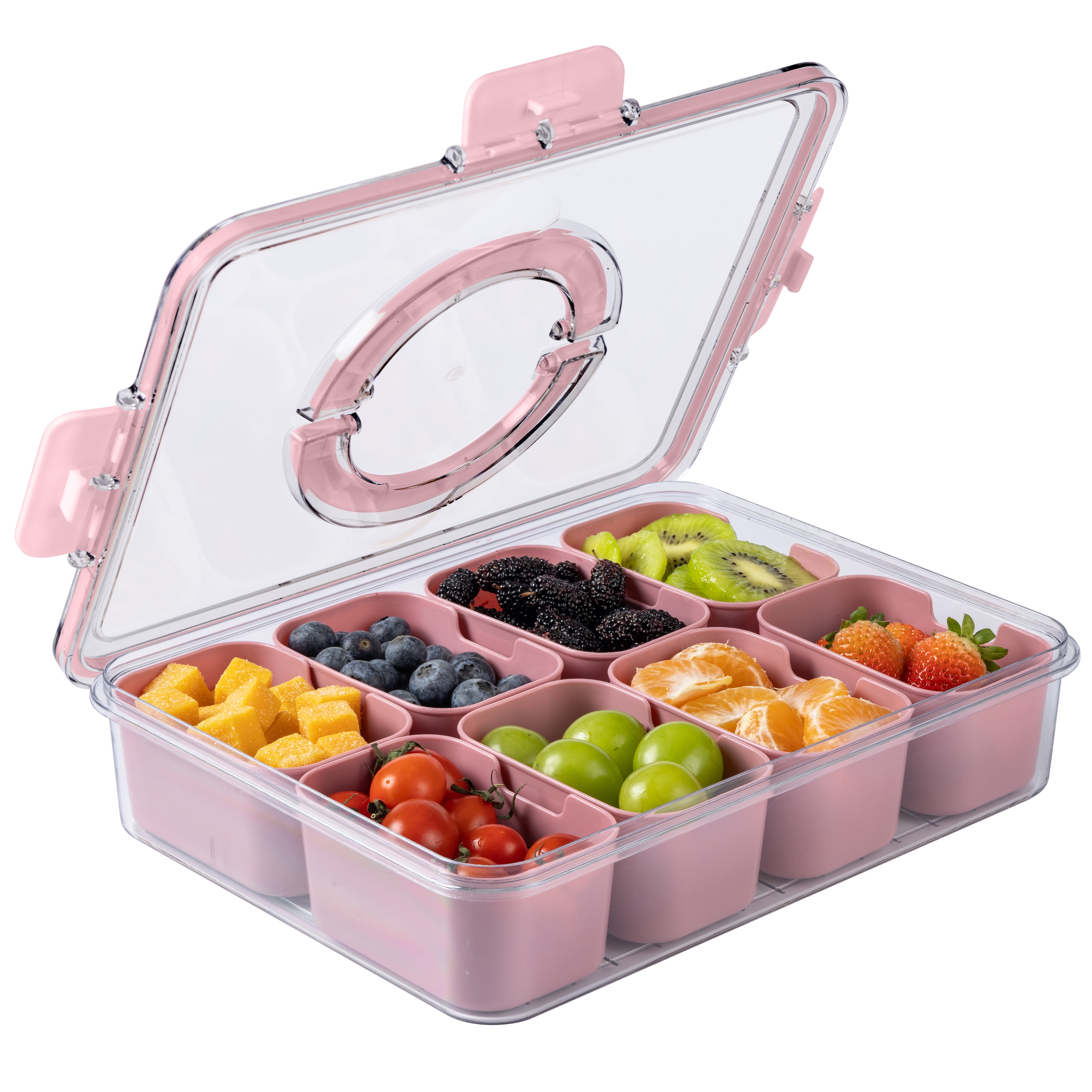 Walmart Black Friday Deals 2025 COOK WITH COLOR Snackle Box Containers, 8 Compartment Plastic Serving Trays with Lids and Handle