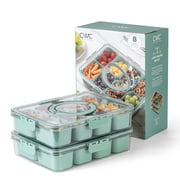 COOK WITH COLOR Snackle Box for Kids Lunch Box and Snack Container, Sage, 2-Pack