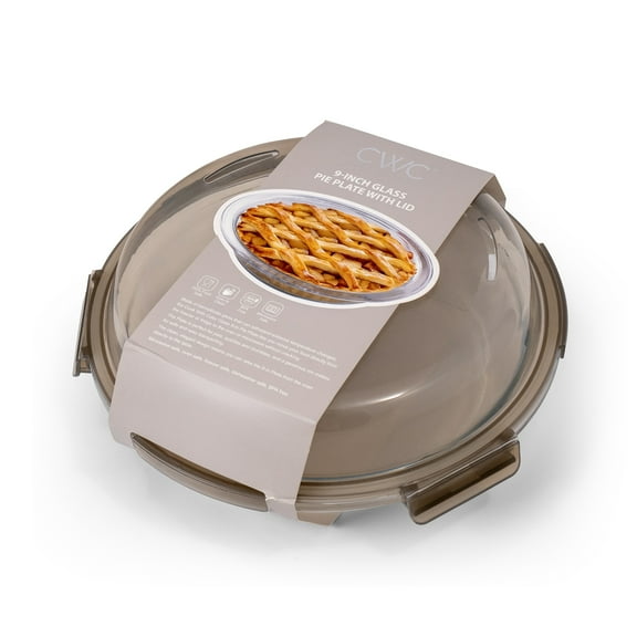Cook with Color Glass Pie Dish with Lid, 9-inch, BPA-Free Borosilicate, Microwave & Dishwasher Safe