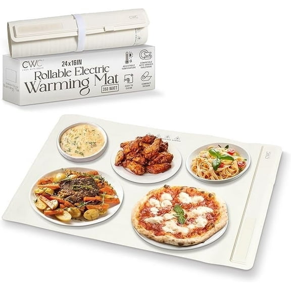 COOK WITH COLOR Electric Food Warming Mat Portable Heating Pad, 350 Watts, Cream