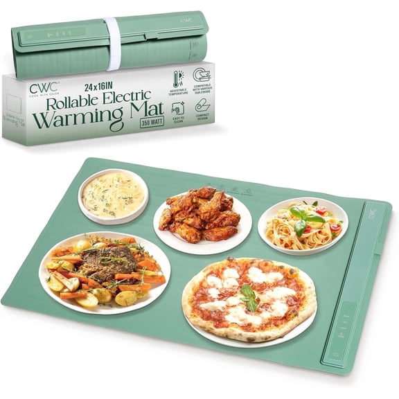 COOK WITH COLOR Portable Food Warmer, Electric Food Warming Mat, 350 Watts, Green