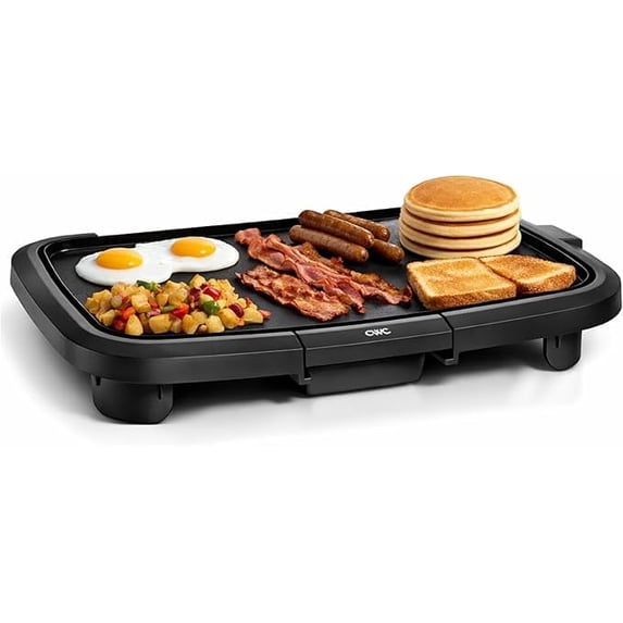 COOK WITH COLOR Electric Griddle, 1200W Nonstick 10" x 16" Cooking Surface, Black
