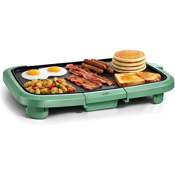 COOK WITH COLOR Electric Griddle, 1200W Nonstick 10" x 16" Cooking Surface, Dark Sage