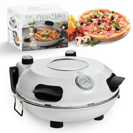 COOK WITH COLOR Pizza Oven, Electric Indoor Pizza Maker, Countertop Pizza Cooker, White
