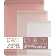 COOK WITH COLOR 3-Piece Extra Large Cutting Board Set with Rubber Borders, Pink