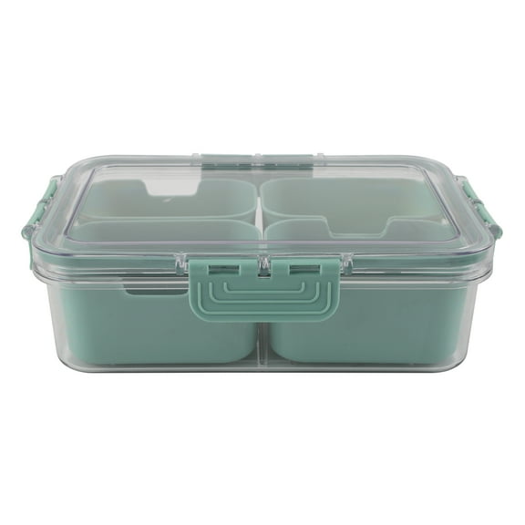 Cook with Color 4-Compartment Mini Snack Box Food Storage Carrier, Charcuterie Container, Portable and Dishwasher Safe, Sage