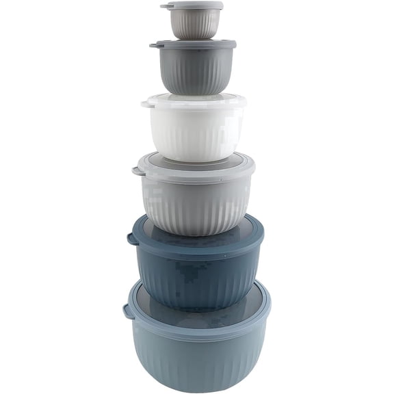 COOK WITH COLOR Meal Prep Containers Wide Mixing Bowls Food Storage Containers with Lids, Blue Deep 12 Pcs