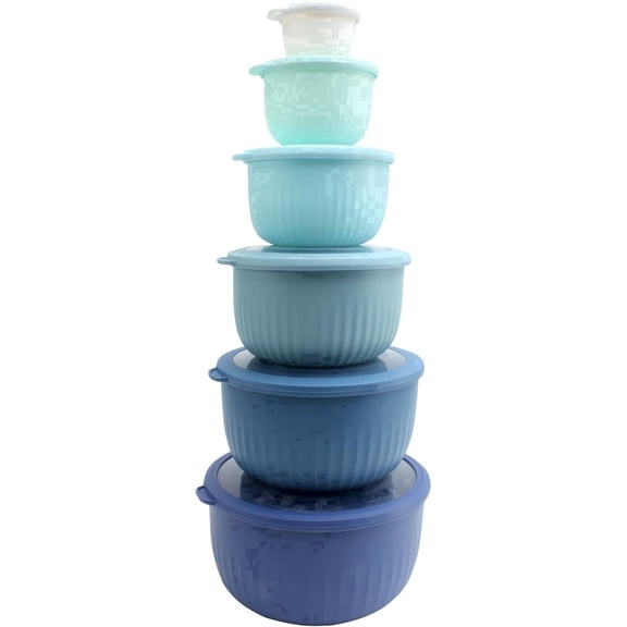 COOK WITH COLOR Meal Prep Containers Wide Mixing Bowls Food Storage Containers with Lids, Blue Deep 12 Pcs
