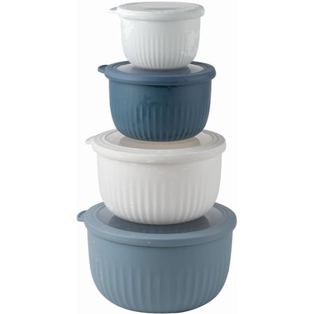 COOK WITH COLOR Mixing Bowls with Lids, 8-Piece Deep Set, Gray