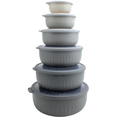 COOK WITH COLOR Meal Prep Containers Wide Mixing Bowls Food Storage Containers with Lids, Gray 12 Pcs