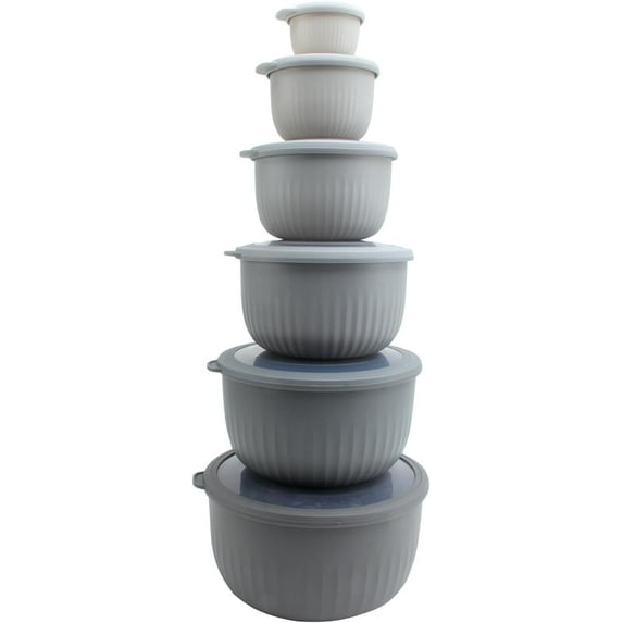 COOK WITH COLOR Meal Prep Containers Wide Mixing Bowls Food Storage Containers with Lids, Gray Deep 12 Pcs
