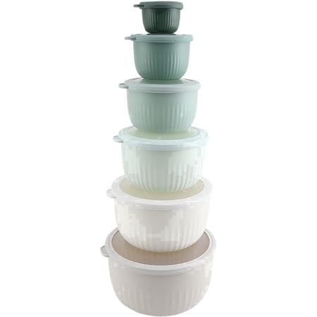 COOK WITH COLOR Meal Prep Containers Wide Mixing Bowls Food Storage Containers with Lids, Green Deep 12 Pcs