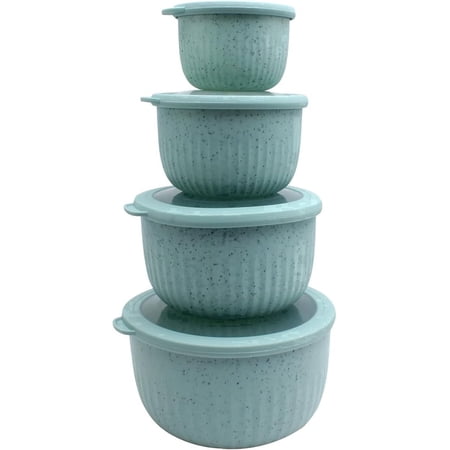 COOK WITH COLOR Meal Prep Containers Wide Mixing Bowls Food Storage Containers with Lids, Mint Deep 8 Pcs
