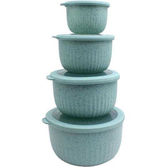 COOK WITH COLOR Meal Prep Containers Wide Mixing Bowls Food Storage Containers with Lids, Mint Deep 8 Pcs